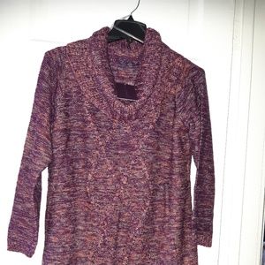 Gloria Vanderbilt purple cowl neck knit sweater